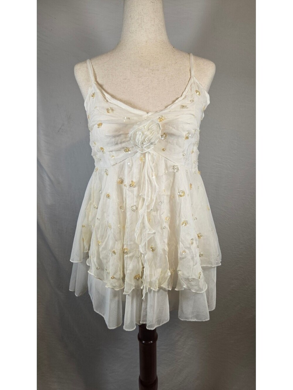 Aryeh silk blend sequin flowy fairycore tank size large